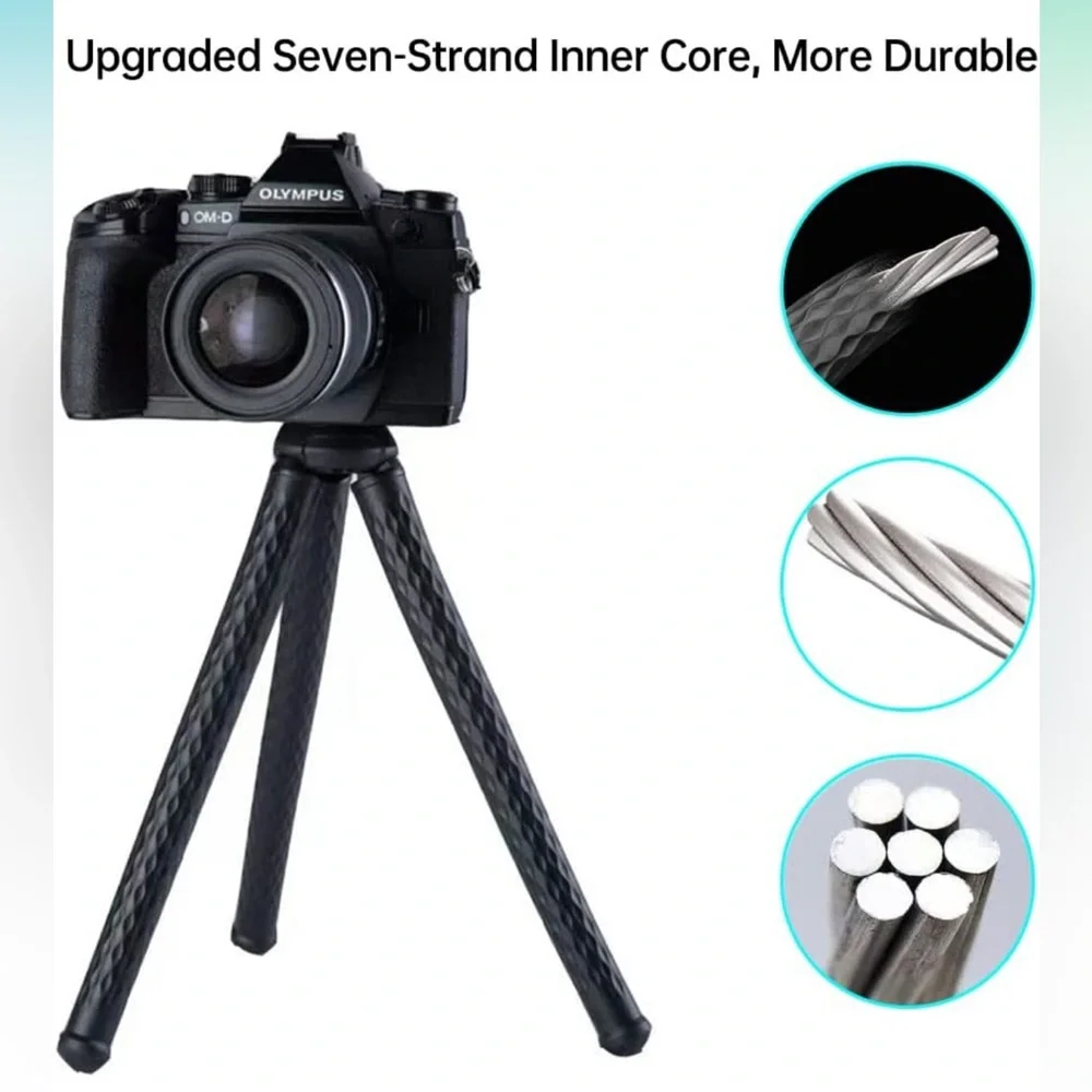 NEW! Flexible Tripod Phone Camera Stand Holder Bluetooth Remote Compact Black